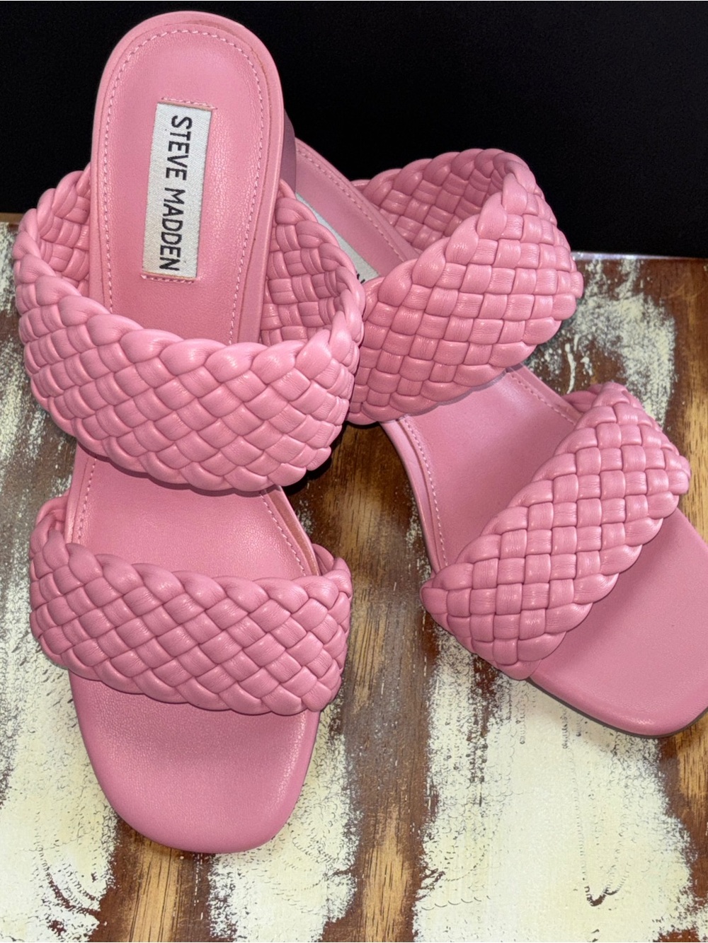 Steve Madden Pink Braided Double-Strap Slide Sandals NWOB Size 9